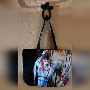 Colorful Horse Print Tote Bag Never Used, Totally Lined.